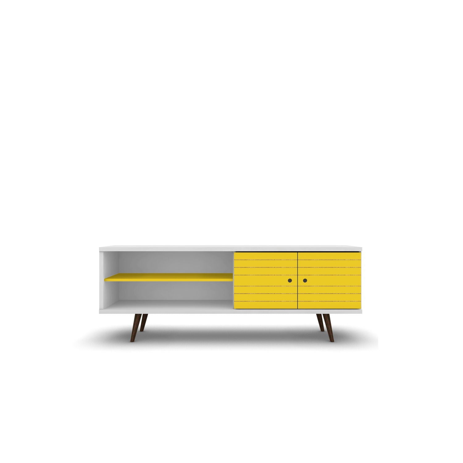Liberty TV Stand with Solid Wood Splayed Legs and Hidden Storage - Light Brown, Light Blue, Yellow