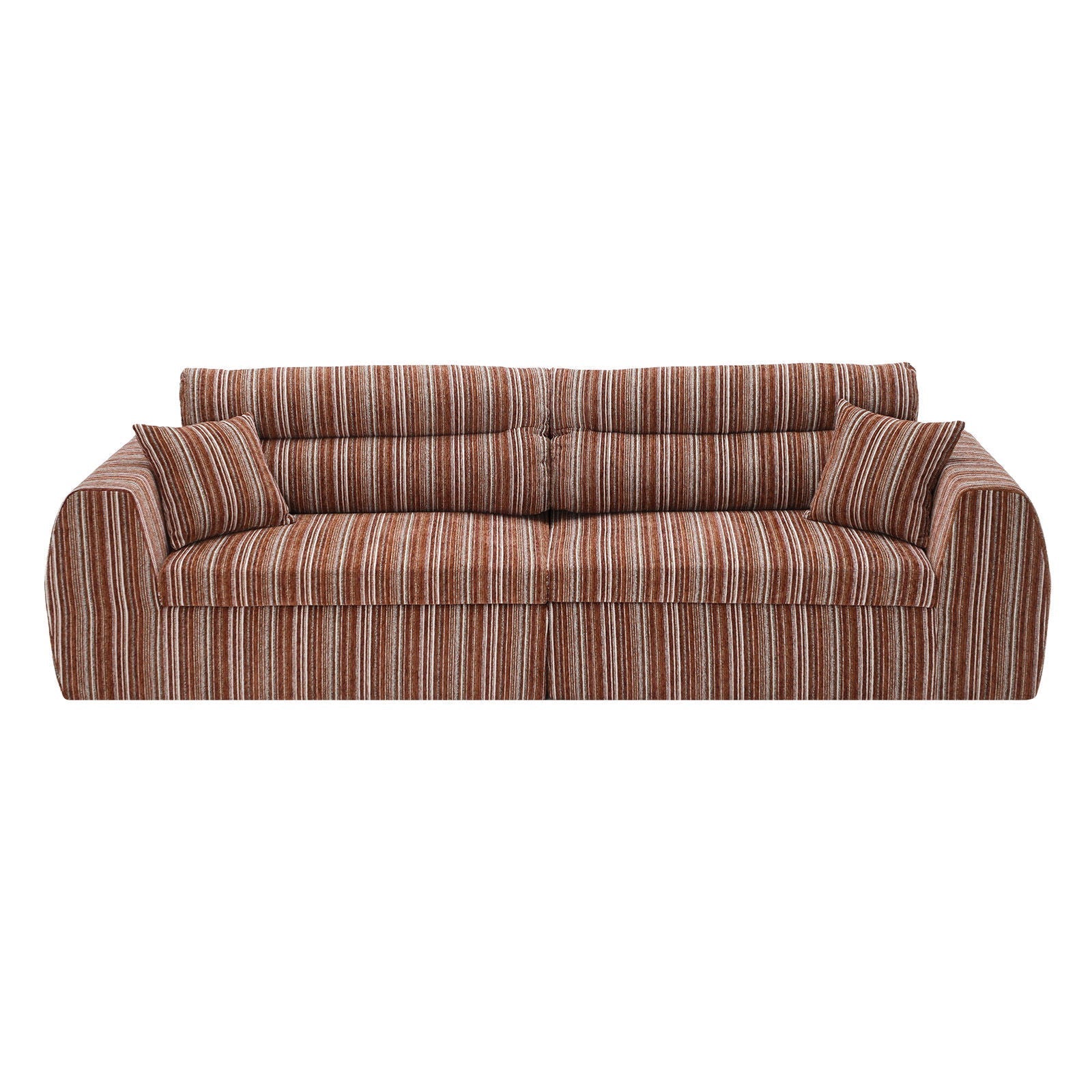 3 Seater Stationary Sofa with Throw Pillows - Multiple Colors