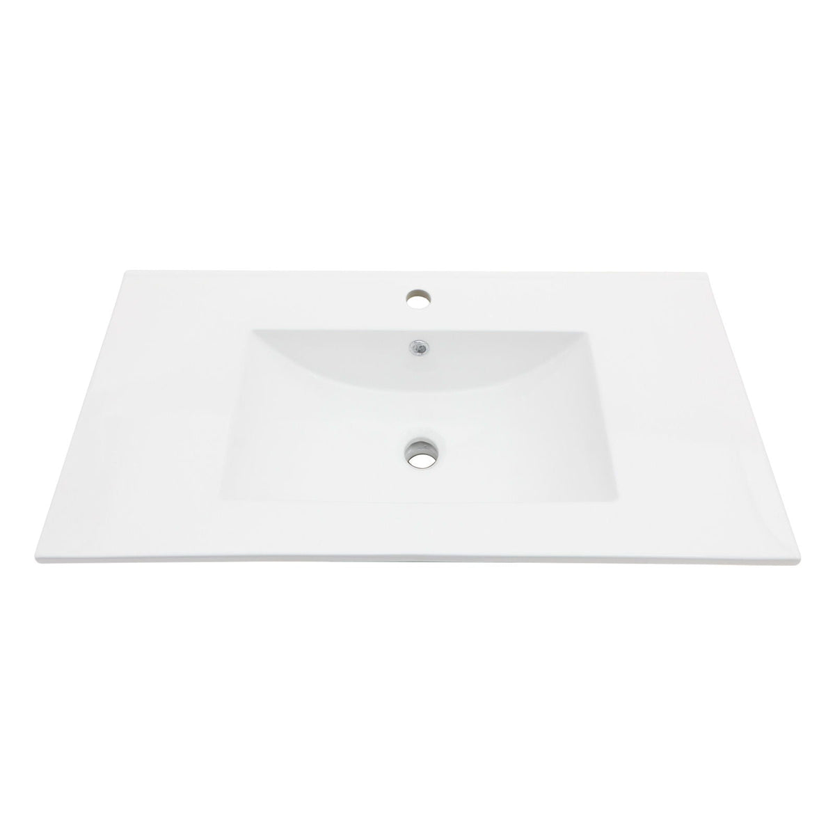 Premium Rectangular Vanity Top with Single Faucet Hole and Overflow - White