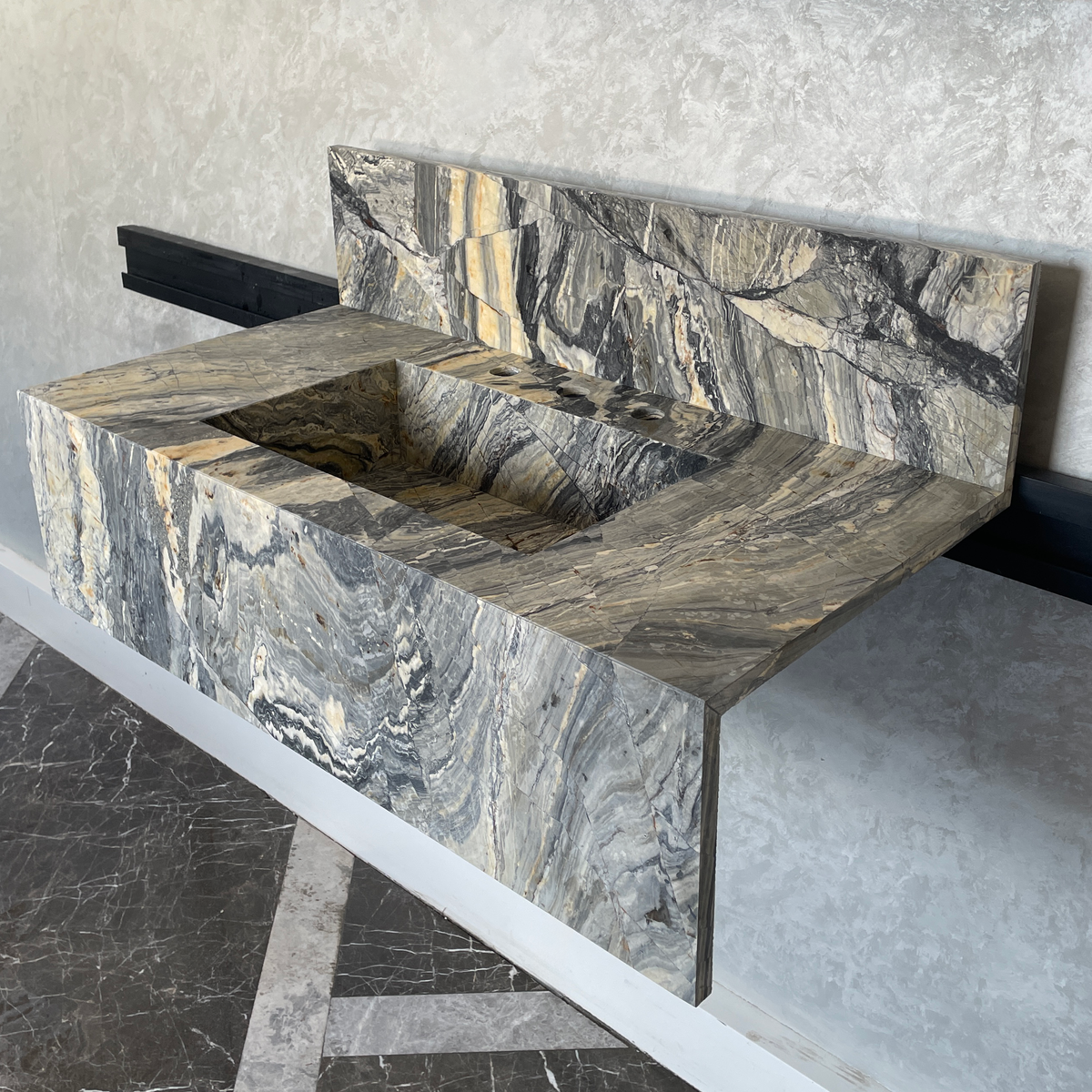 Handmade Vegas Blue Marble Sink: Custom Vanity Top (NS-073)