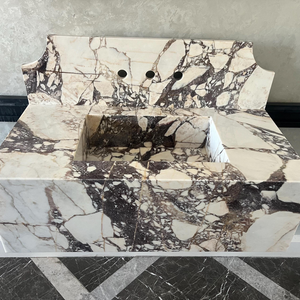 Handmade Calacatta Viola Marble Sink: Custom Natural Stone Bathroom Vanity (NS-055)