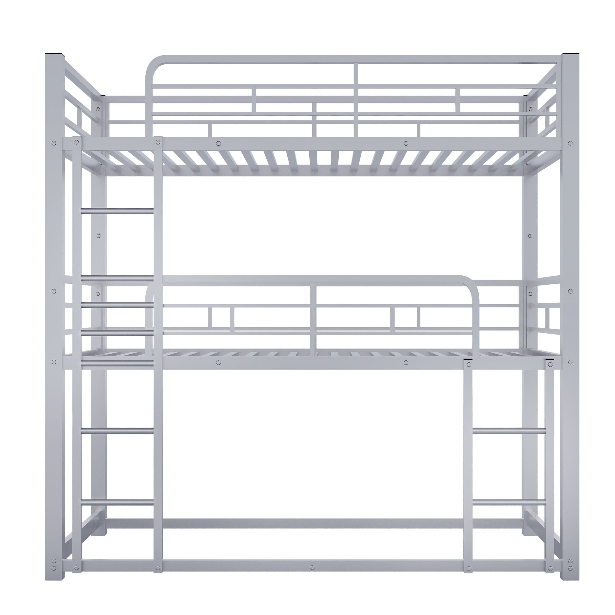 Triple Bunk Bed with Sturdy Metal Frame and Space-Saving Design - Black or Pearl Silver