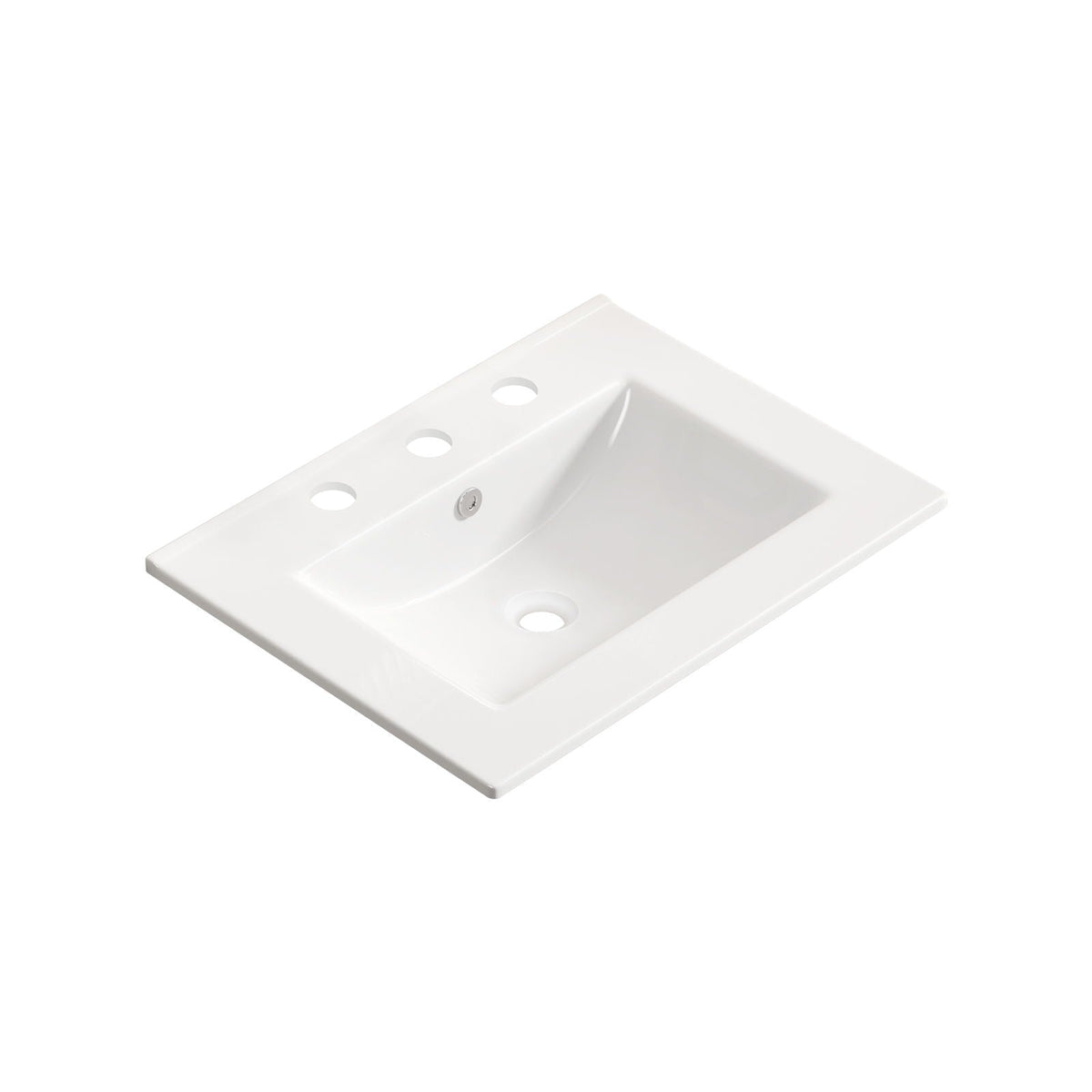 Vessel Sink with 3 Holes, Oval Design for Bathroom - Milk White