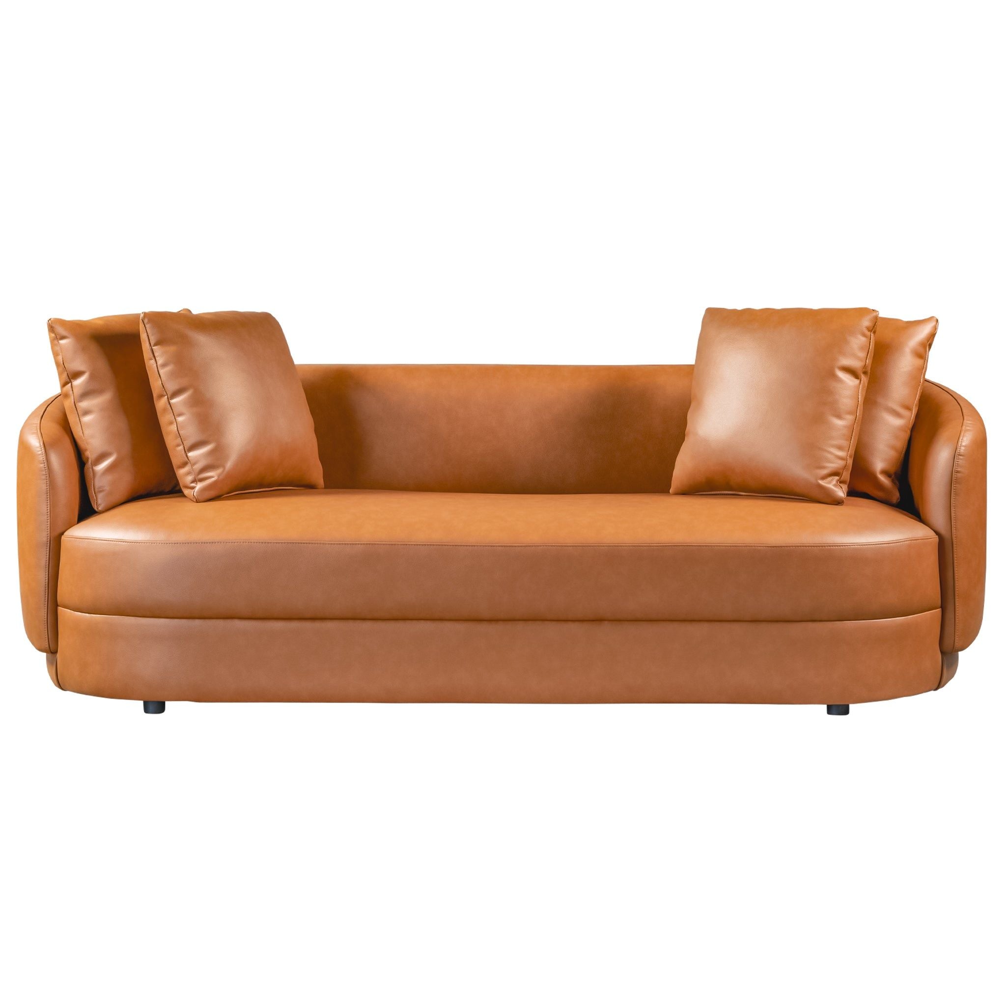 Modern French Boucle Sofa with Fixed Cushions - Dark Green or Light Brown