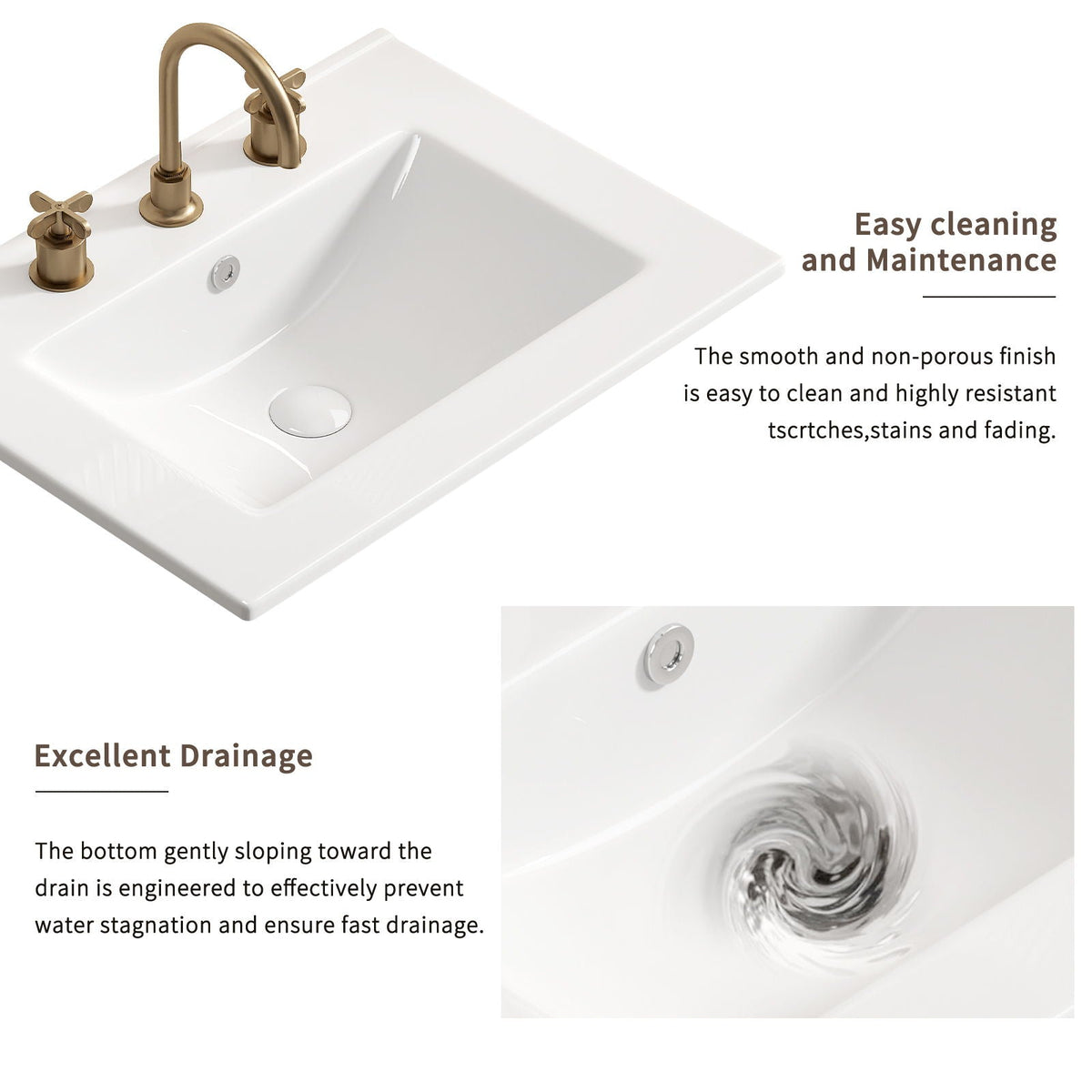 Vessel Sink with 3 Holes, Oval Design for Bathroom - Milk White