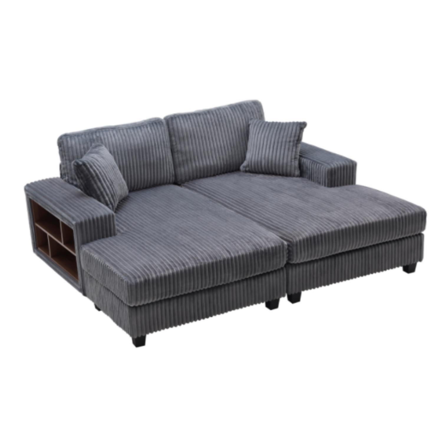 Convertible Sectional Sofa Sleeper with Oversized Lounge - Beige, Black, Dark Gray, or Dark Green