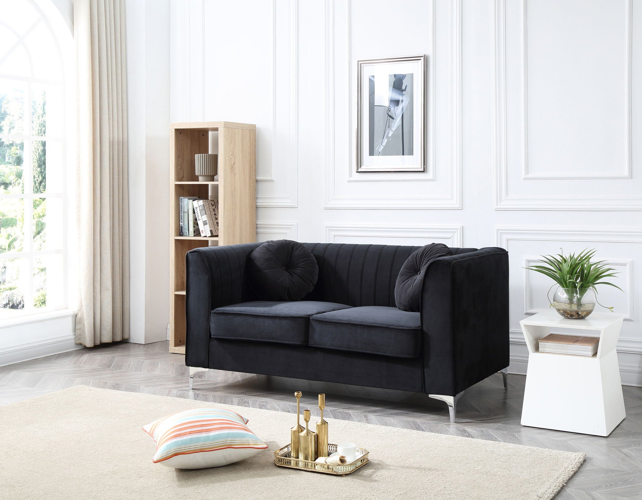 Glam Styled Micro Suede Loveseat with Channel Quilting - Multiple Colors