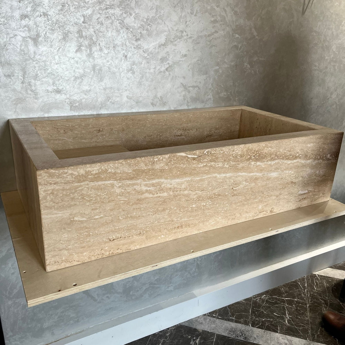 HANDCRAFTED CUSTOM TRAVERTINE SINK (TR-107)