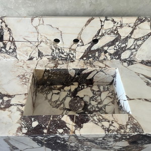 Handmade Calacatta Viola Marble Sink: Custom Natural Stone Bathroom Vanity (NS-055)