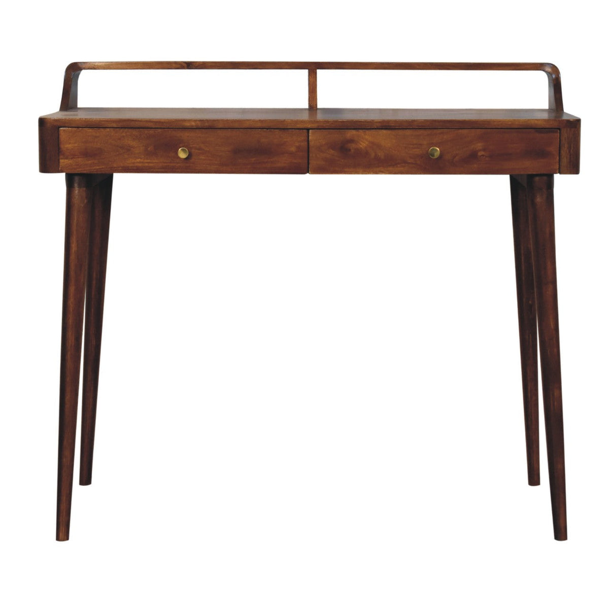 Elevated Chestnut Console Table with 2 Drawers and Nordic Legs - Chestnut