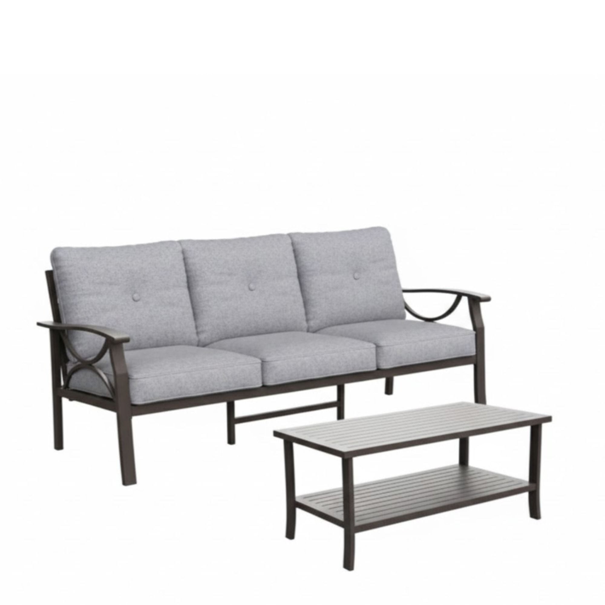 Patio Furniture Set with Cushions and Coffee Table - Gray, Beige, or Dark Gray