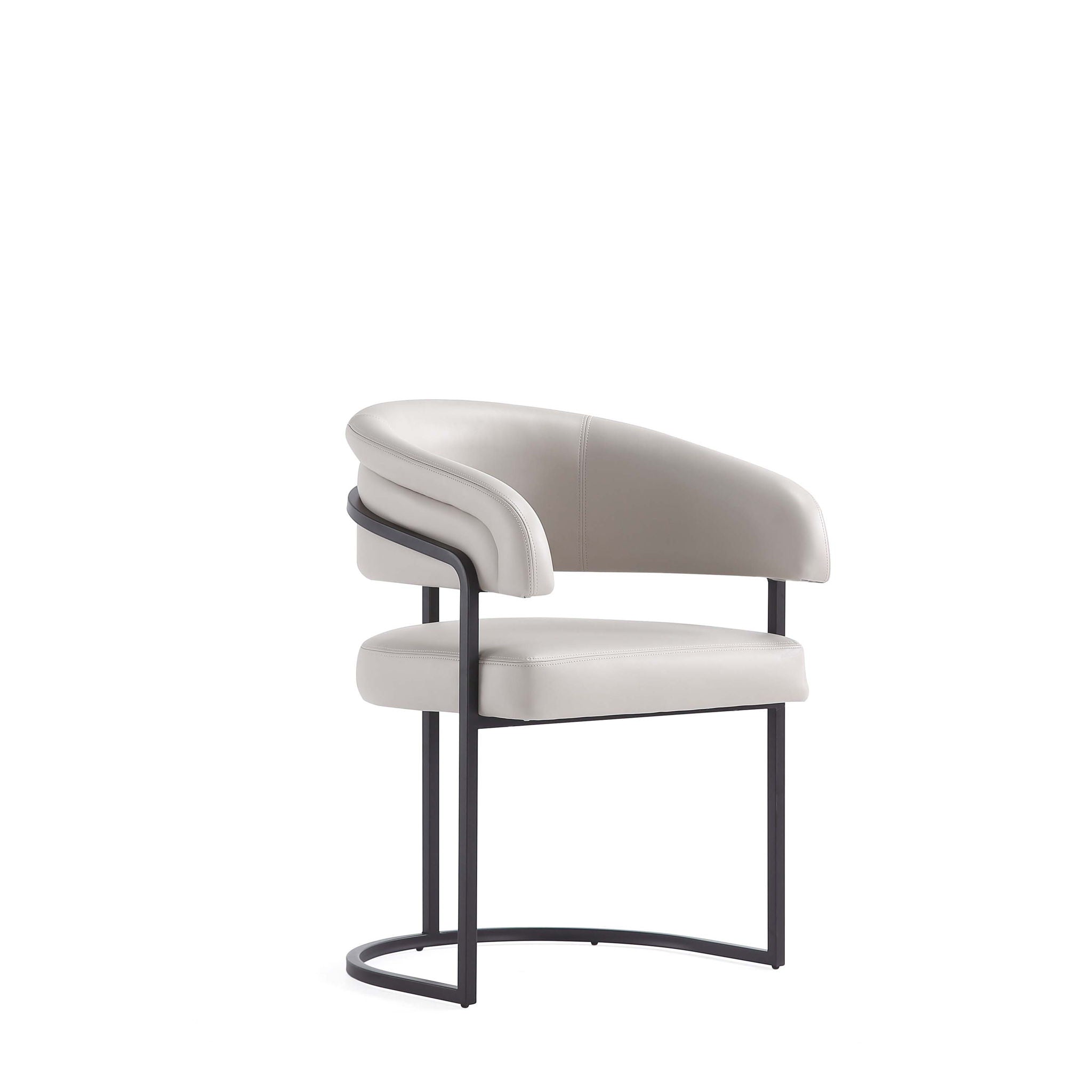 Geometric Base Dining Chair with Vegan Upholstery – White or Gray