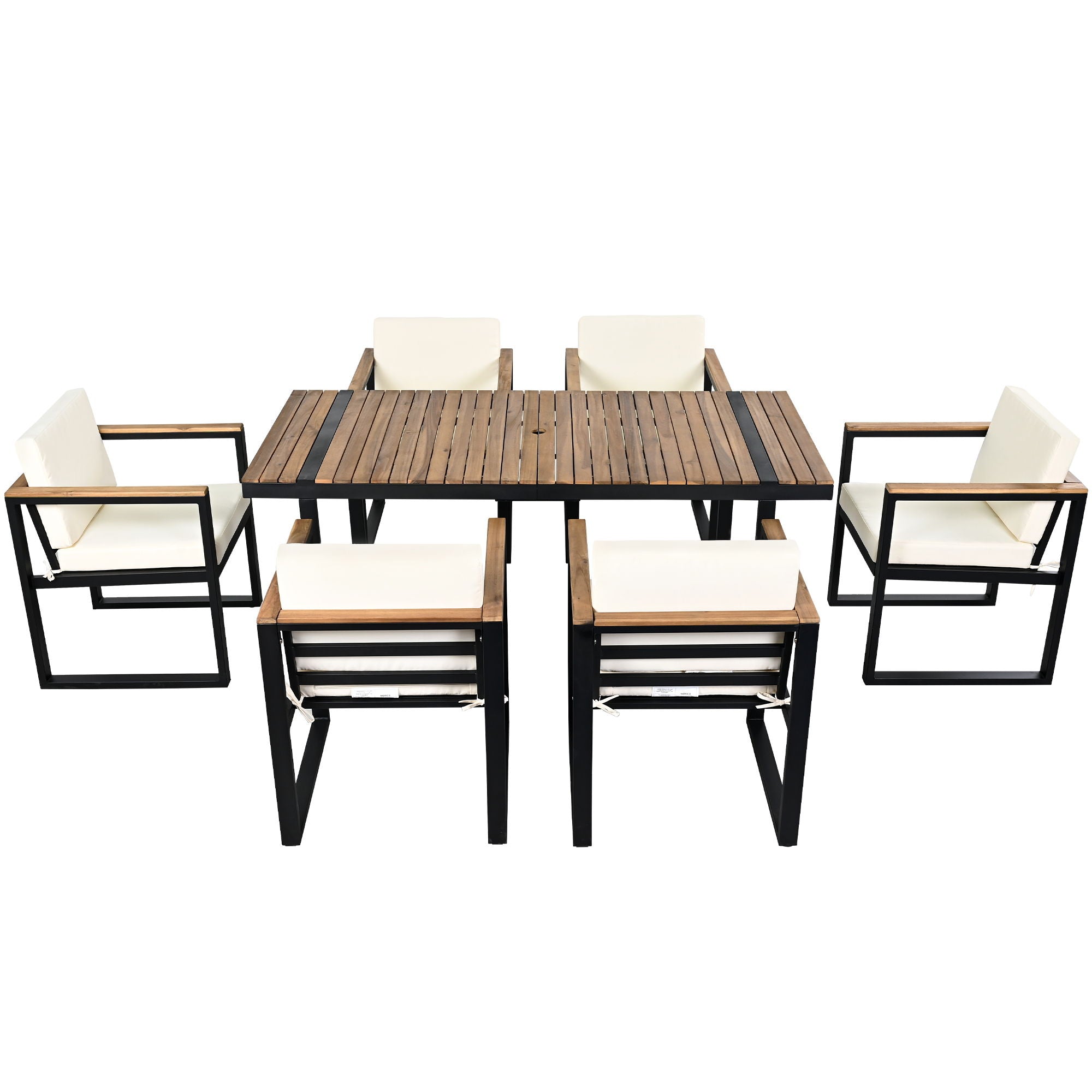 7 Piece Outdoor Dining Set with Removable Cushions - Gray or Beige