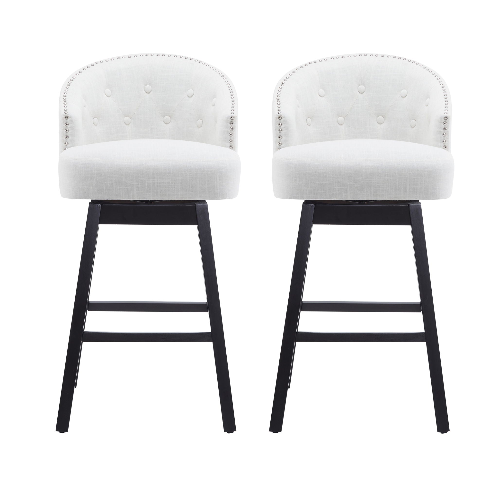 360 Degree Rotation Swivel Counter Stools with Fabric Upholstery - Black or Light Brown