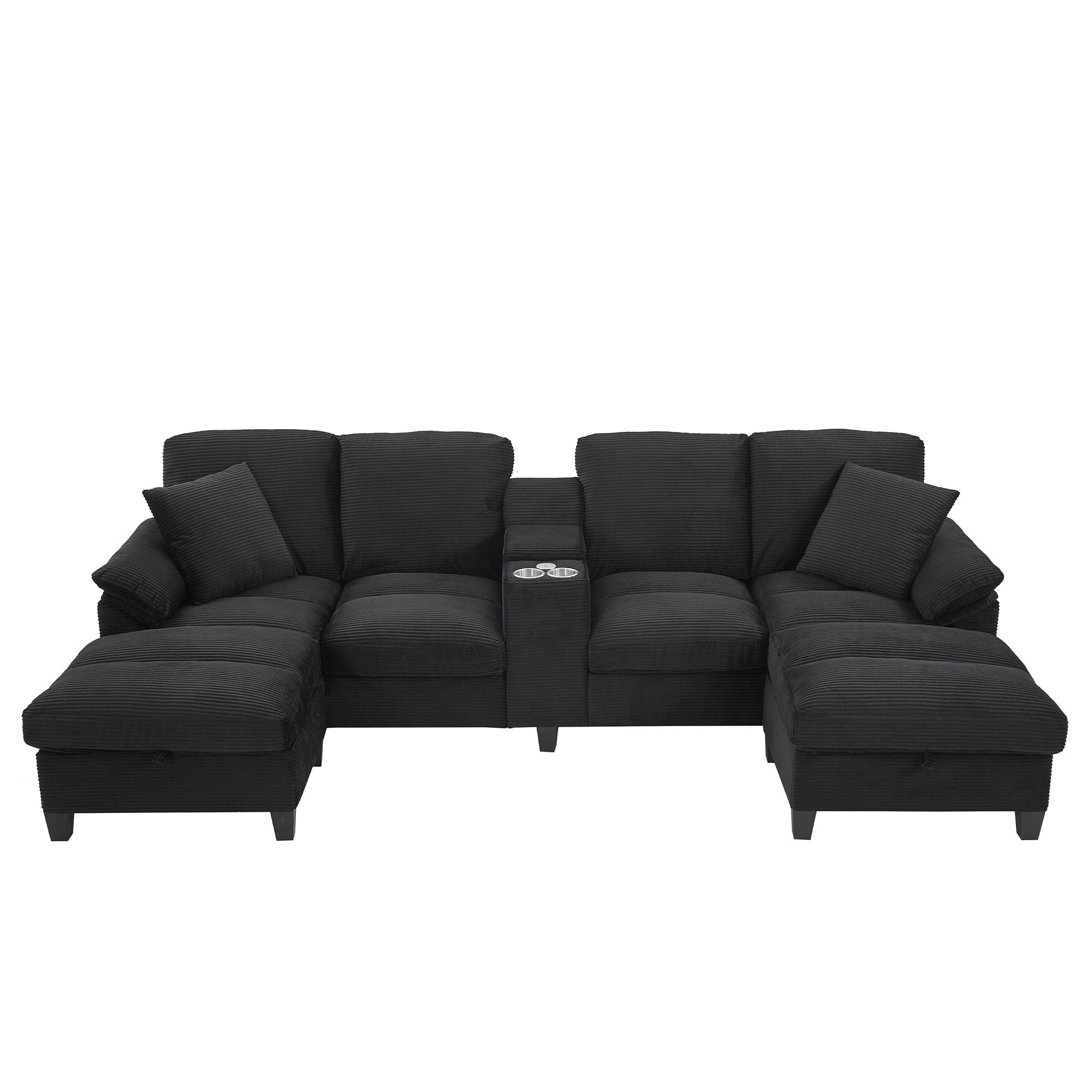 Modern U-Shaped Sectional Sofa with Storage Ottomans - Choice of Color