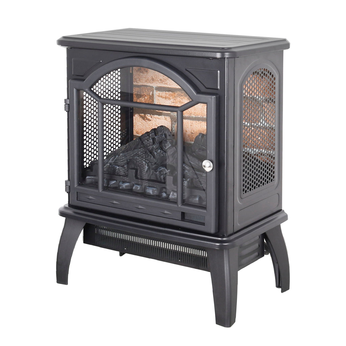 3D Flame Electric Infrared Quartz Fireplace Stove with Remote Control - Black or Dark Gray