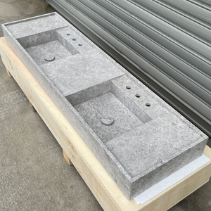Handmade Tundra Grey Marble Double Sink: Custom Vanity Top (NS-136)