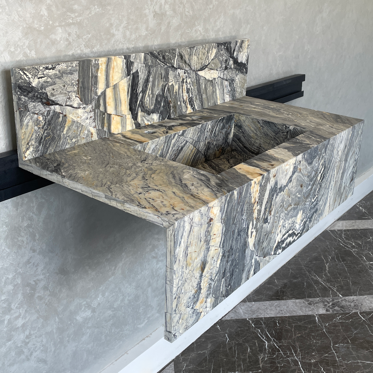 Handmade Vegas Blue Marble Sink: Custom Vanity Top (NS-073)