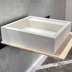 Handmade Infinity Chianca Di Ostuni Porcelain Sink: Marble Look, Custom Bathroom Vanity (ES-048)