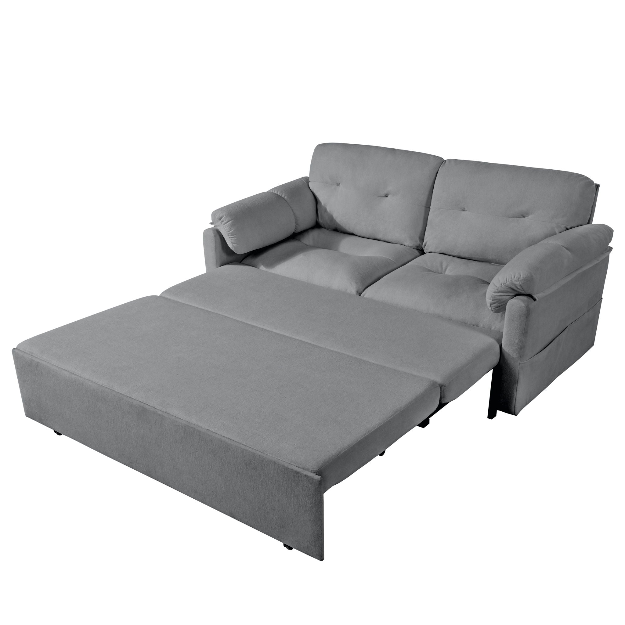 Convertible Pull Out Sofa Bed Queen Size with Side Storage - Fabric, Modern