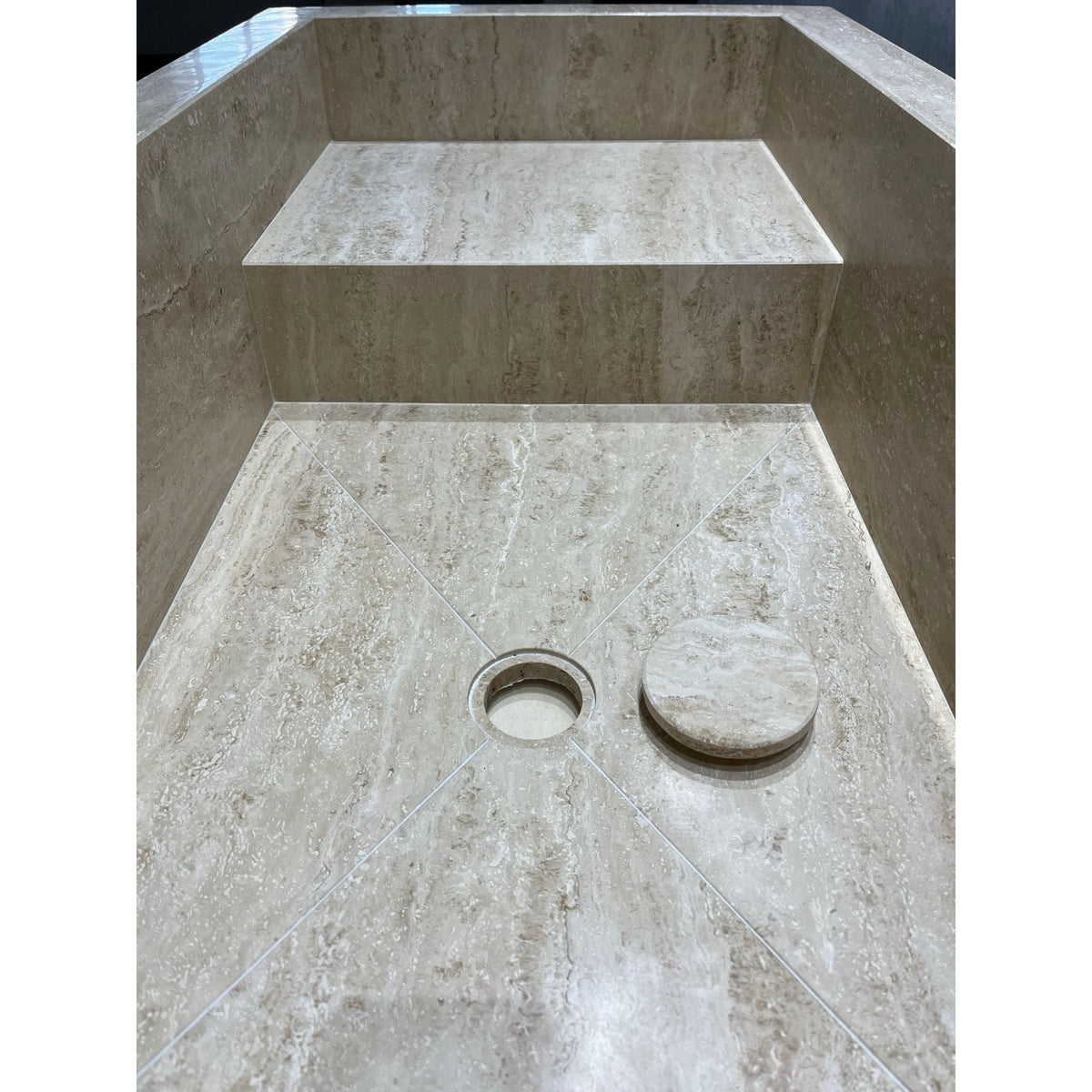 HANDCRAFTED CUSTOM TRAVERTINE SINK (TR-107)