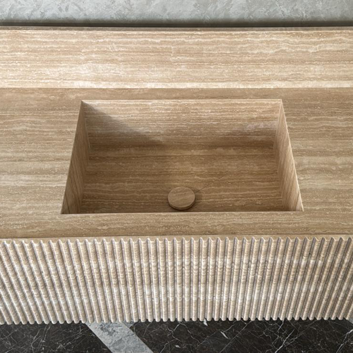 Marble Sink, Custom Travertine Sink, Handmade Beige Travertine Sink, Vein Cut Marble Vanity Top Sink, Marble Bathroom Sink, Vessel Sink (TR-124)