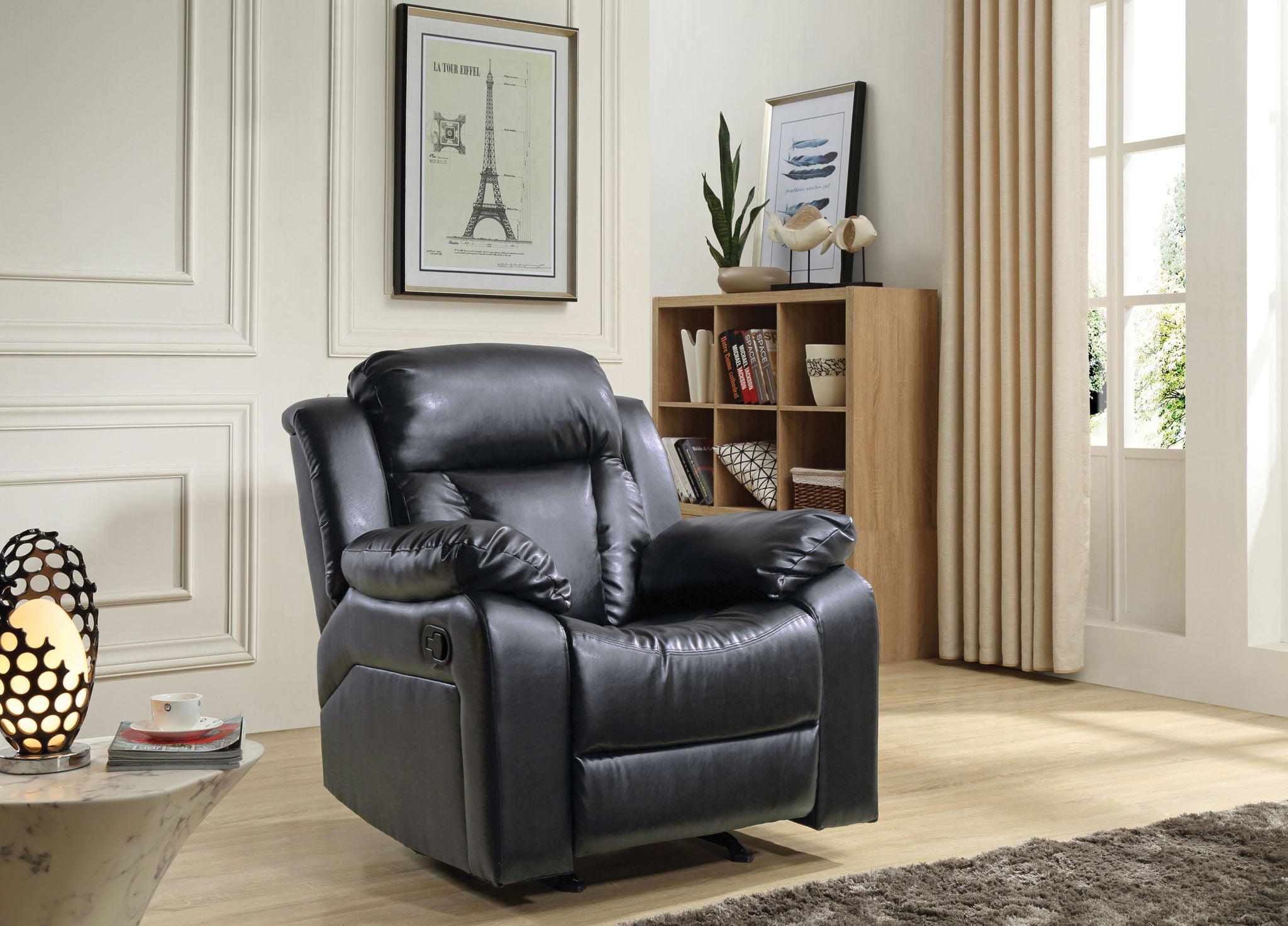 Comfortable Rocking Motion Recliner Chair with Rocking Feature - Dark Gray, White, Black, or Dark Brown