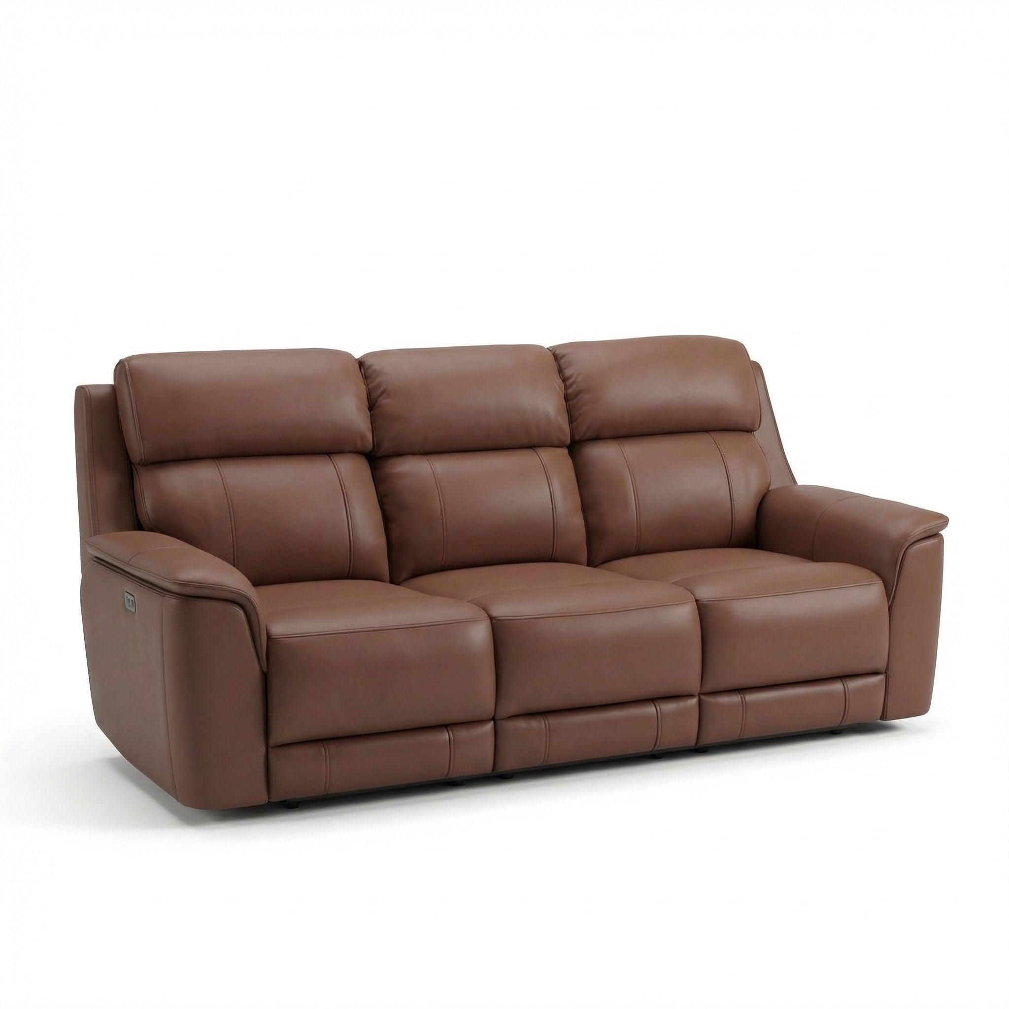Dual Power Reclining Sofa with Adjustable Headrest - Blue, Dark Brown, Dark Gray