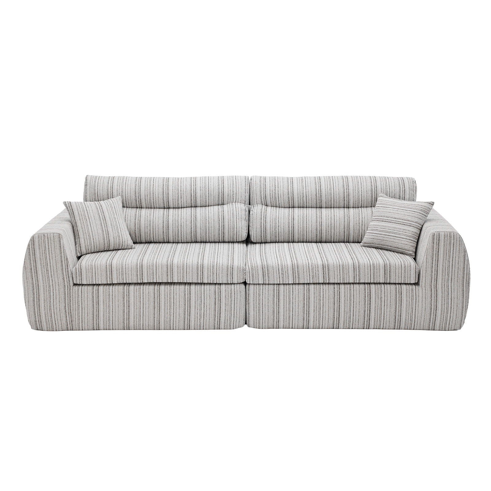3 Seater Stationary Sofa with Throw Pillows - Multiple Colors