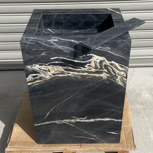 Handmade Nero Picasso Marble Pedestal Sink: Custom Bathroom Vanity (NS-155)