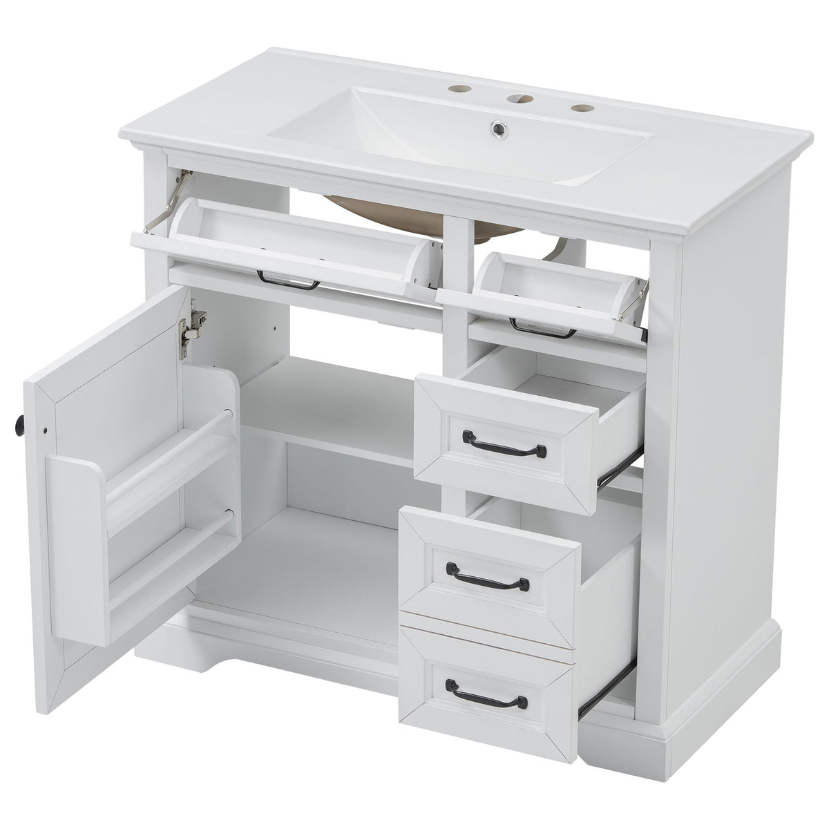 36" Bathroom Vanity with Sink and Soft Close Hinges - Dark Gray or White