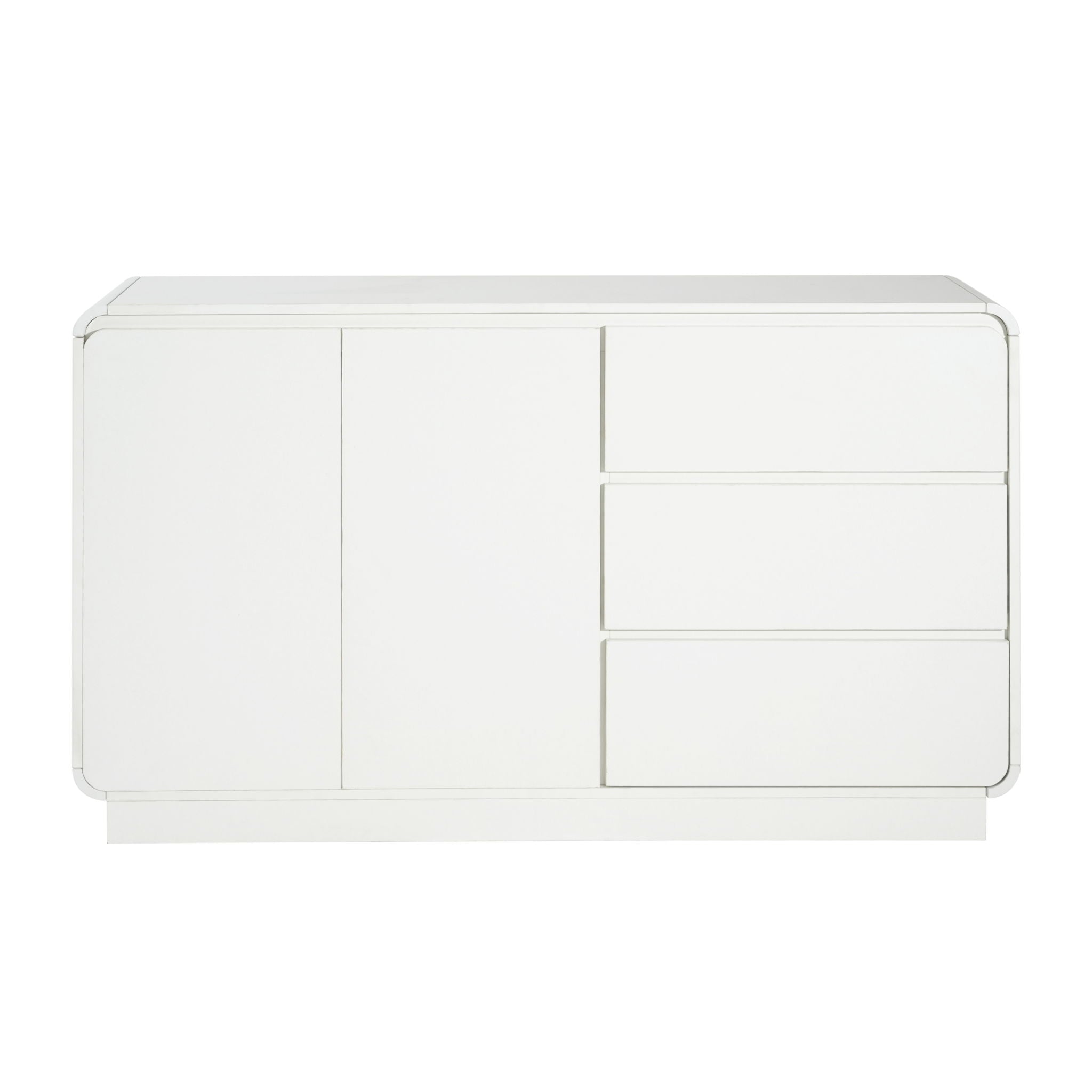 Wide Storage Sideboard with 2 Doors and 3 Drawers - White or Light Brown
