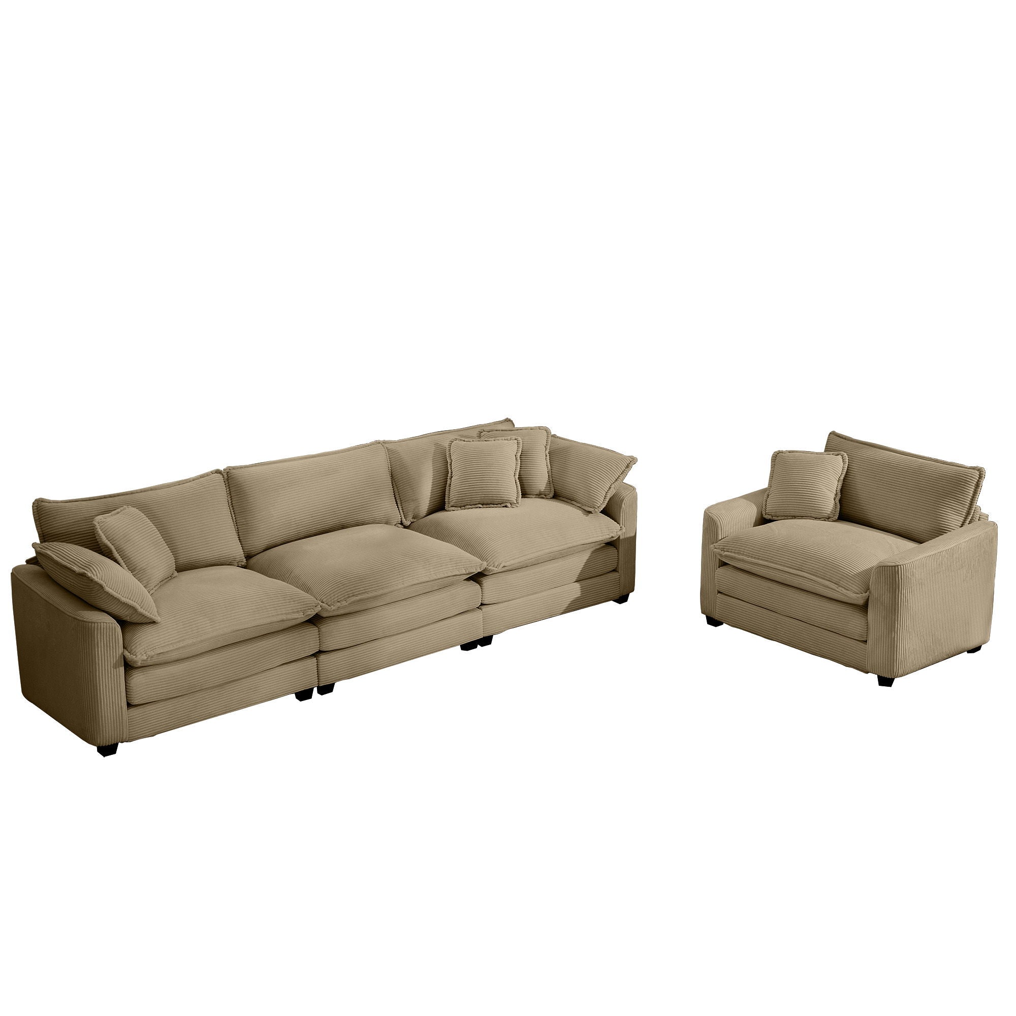 Oversized Sectional Sofa Set with Deep Seats - Flexible Layout, Fabric