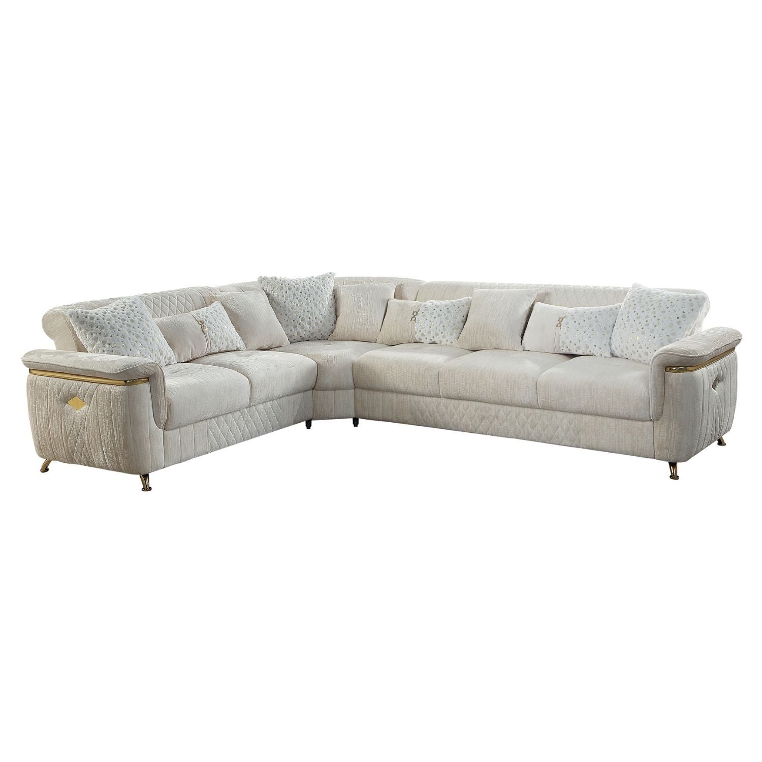Reversible Sectional Sofa with Spacious L-Shaped Design - Beige or Dark Gray