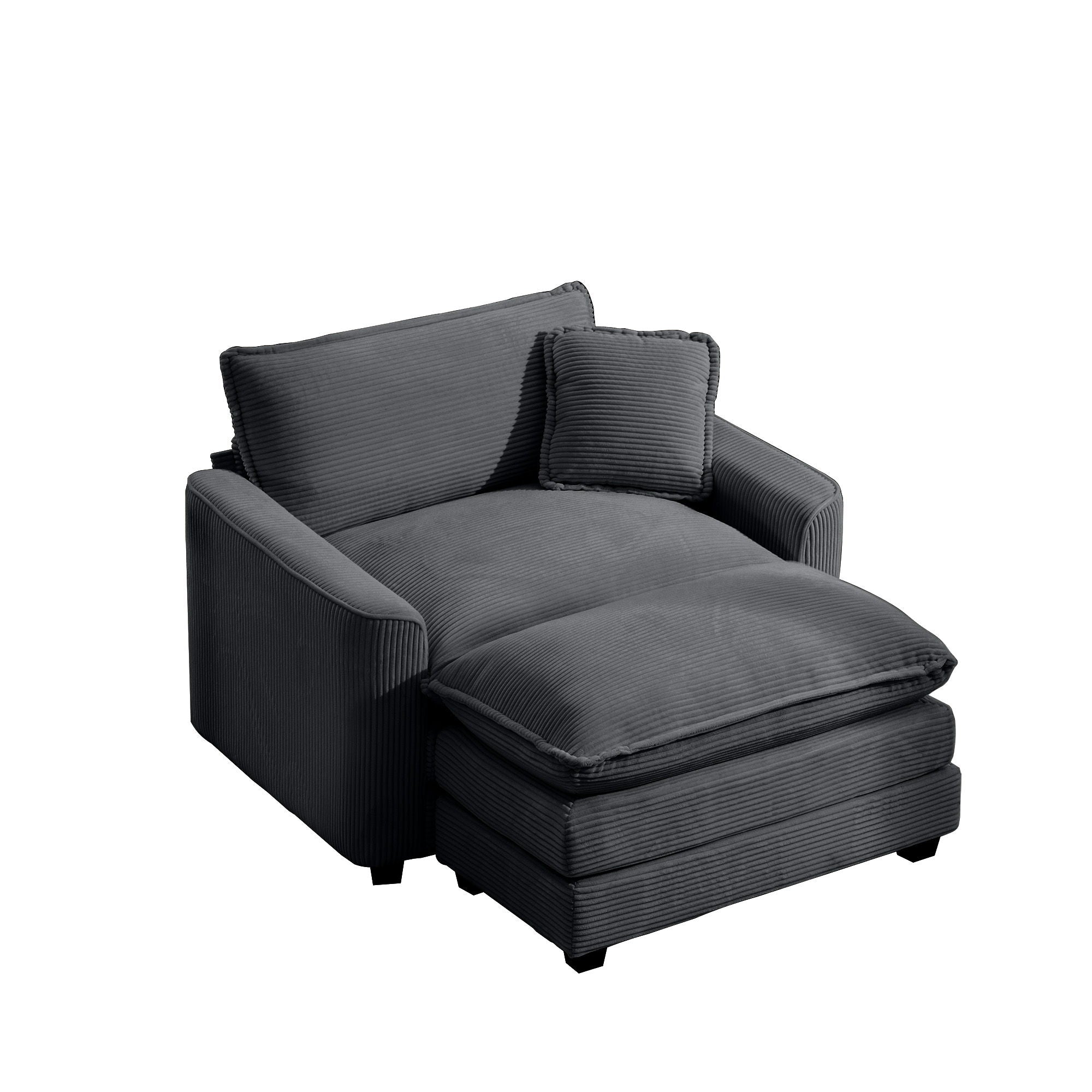 Modern Comfortable Single Chair & Ottoman with Deep Seat - Multiple Colors