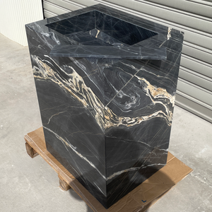 Handmade Nero Picasso Marble Pedestal Sink: Custom Bathroom Vanity (NS-155)