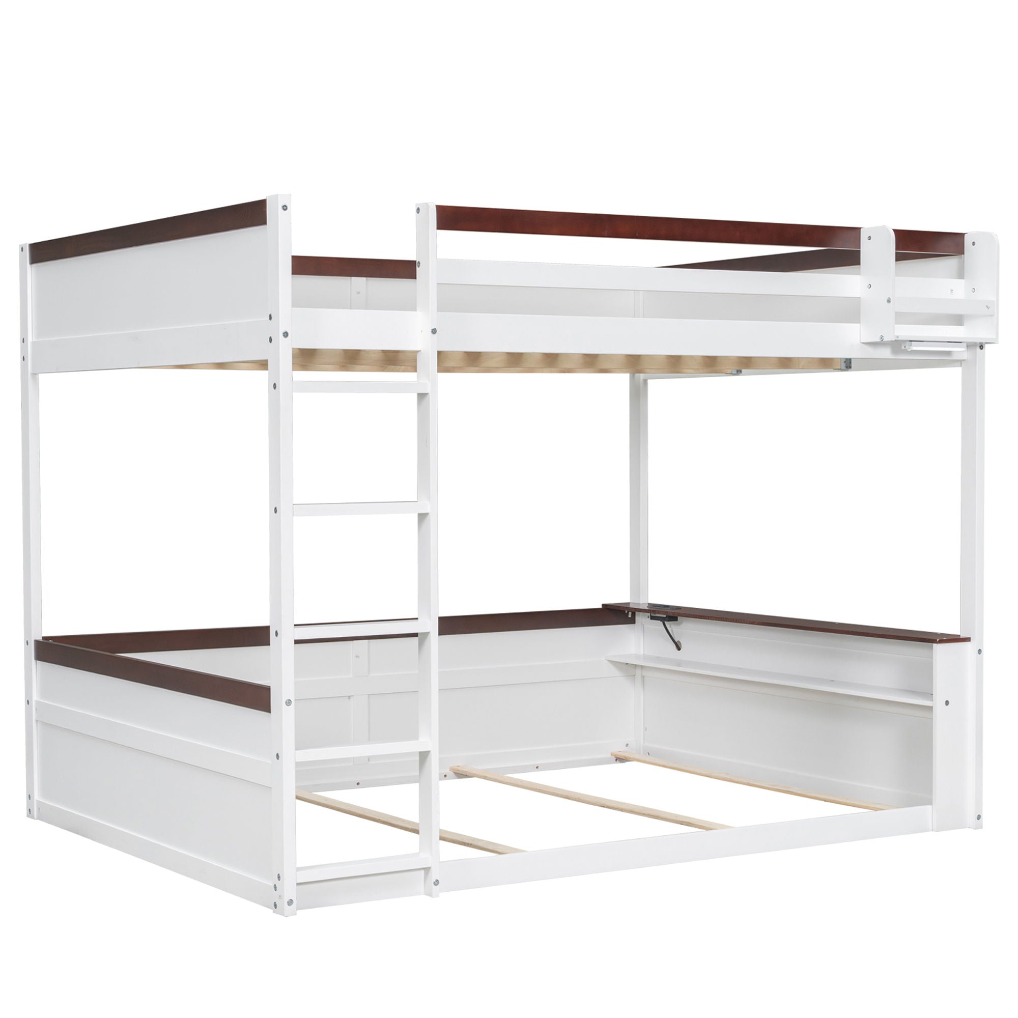 Bunk Bed With Built-In Shelves, Storage Box, LED Light And USB Charging Station