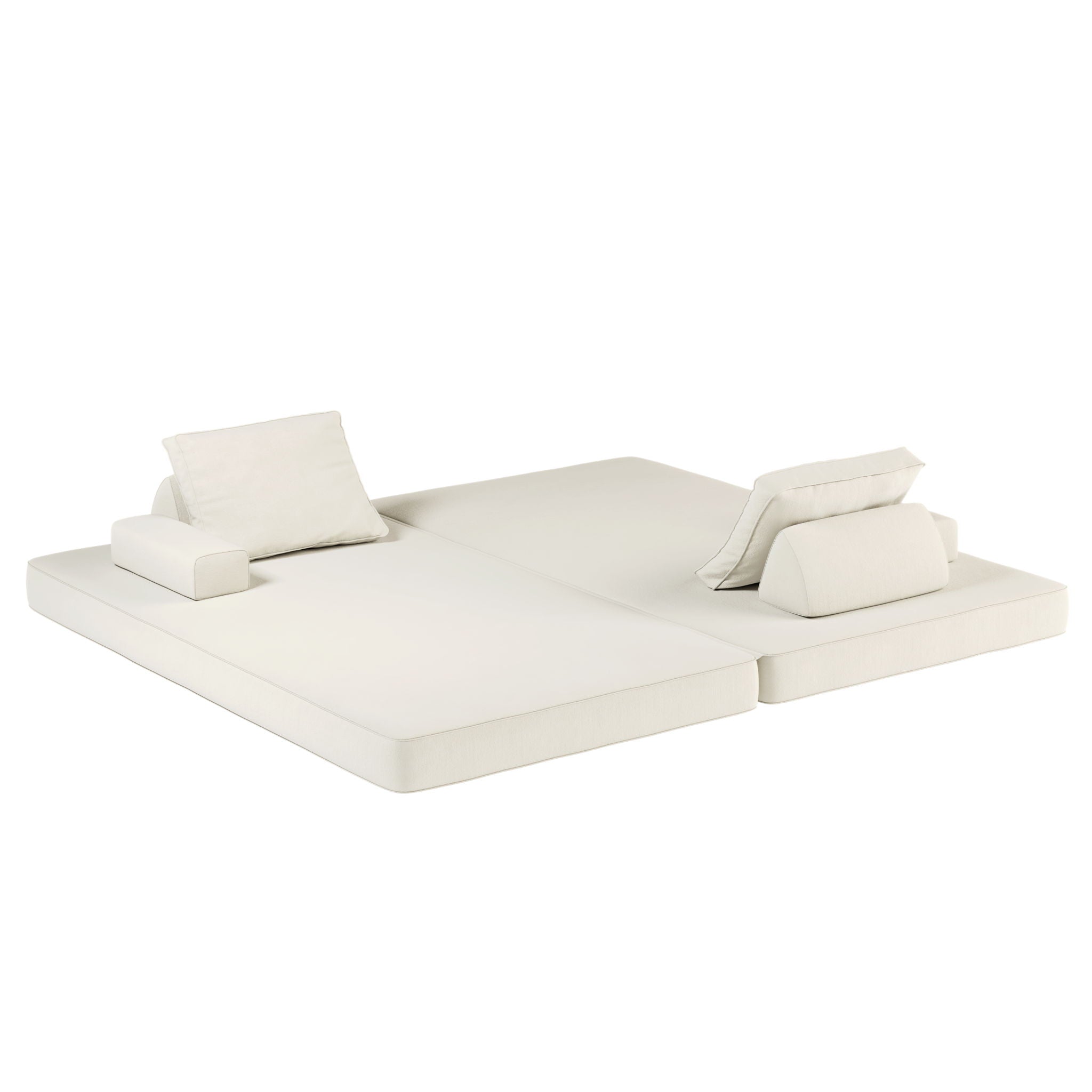 Convertible Fabric Futon Sofa Bed with Tumbler Backrests and Pillows - Gray or Beige