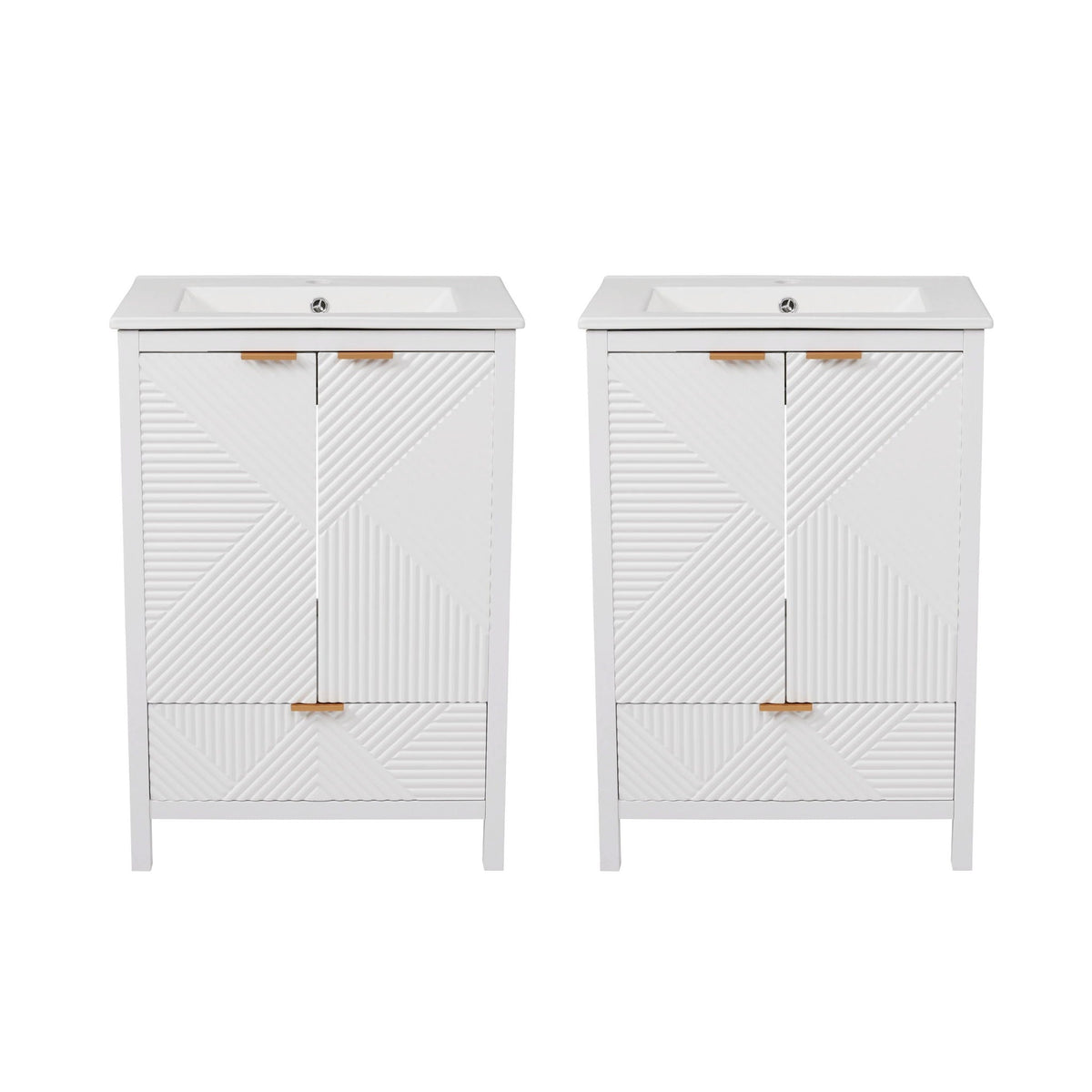 Modern Bathroom Vanity with Sink Combo – Compact Storage - Dark Brown or White