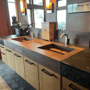 CUSTOM INFINITY – METAL CORTEN ENGINEERED PORCELAIN DOUBLE SINK (ES-083)