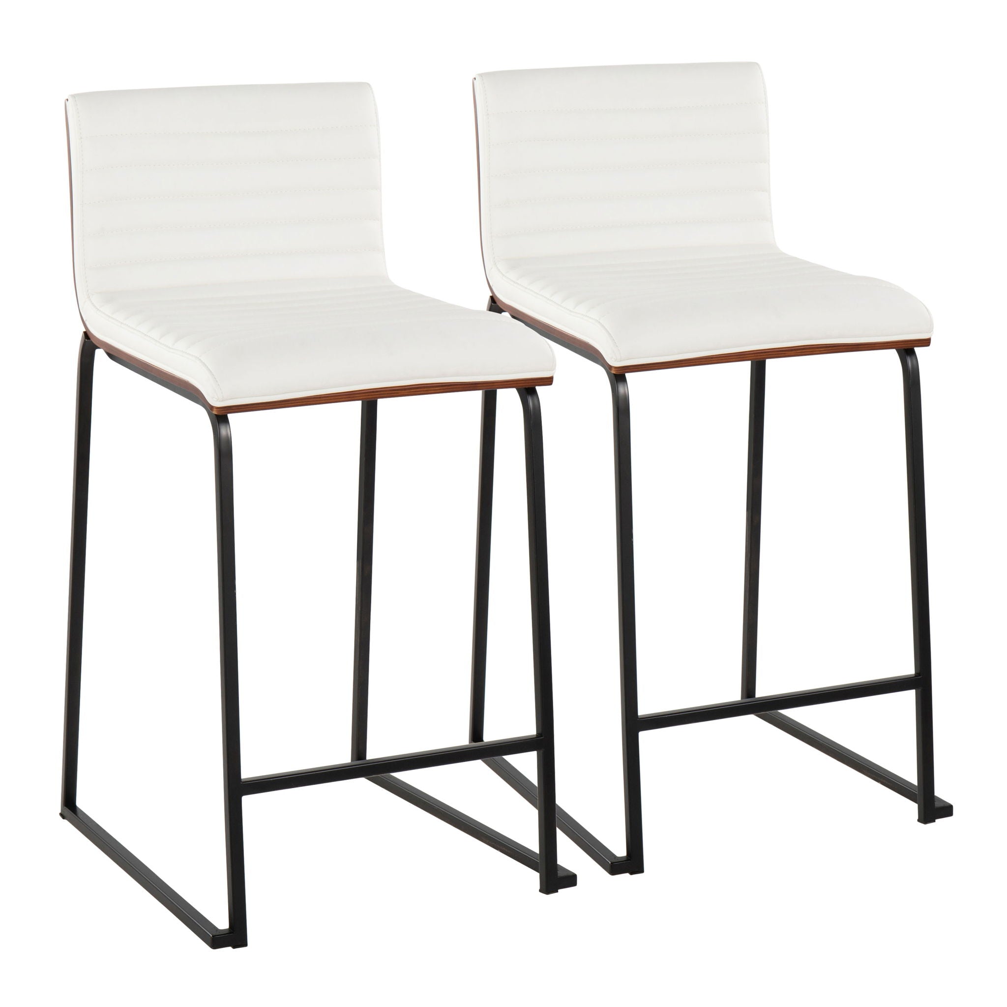 Contemporary Counter Stools with Tufted Upholstered Seat - Set of 2