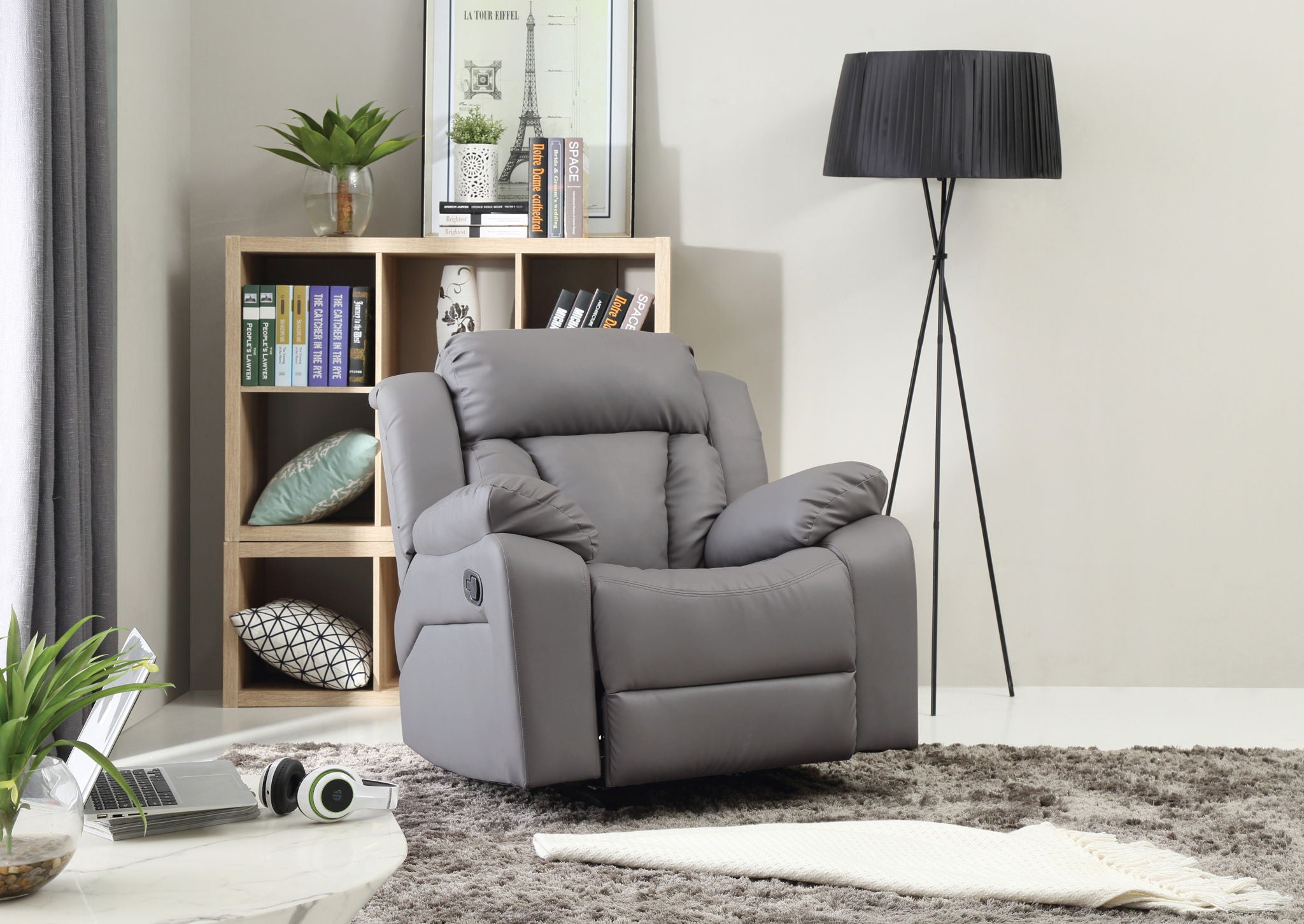 Comfortable Rocking Motion Recliner Chair with Rocking Feature - Dark Gray, White, Black, or Dark Brown