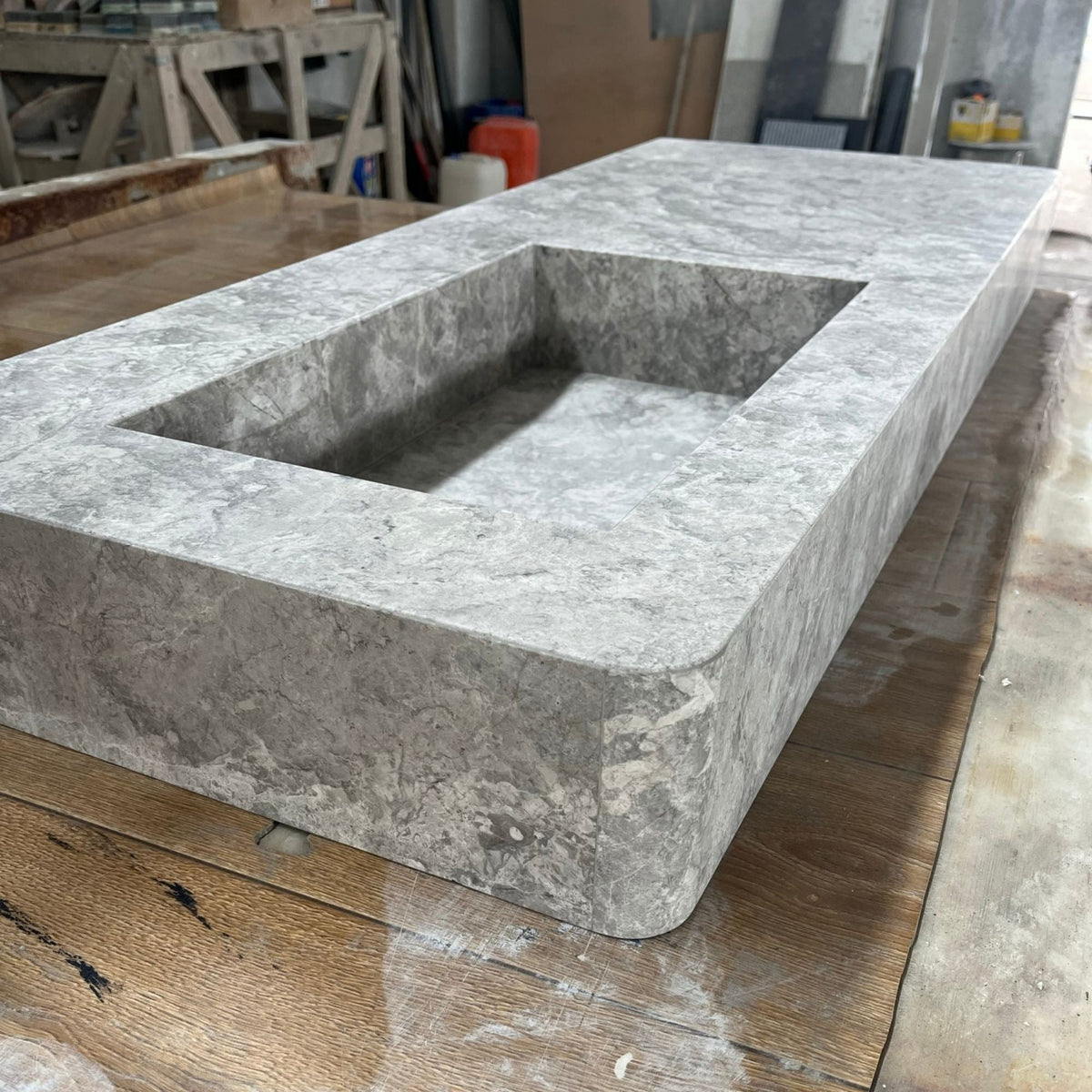 HANDCRAFTED CUSTOM TUNDRA GREY MARBLE SINK (NS-073)