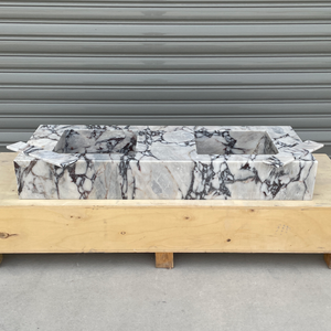 Handcrafted Calacatta Viola Marble Double Sink: Custom Bathroom Vanity (NS-150)