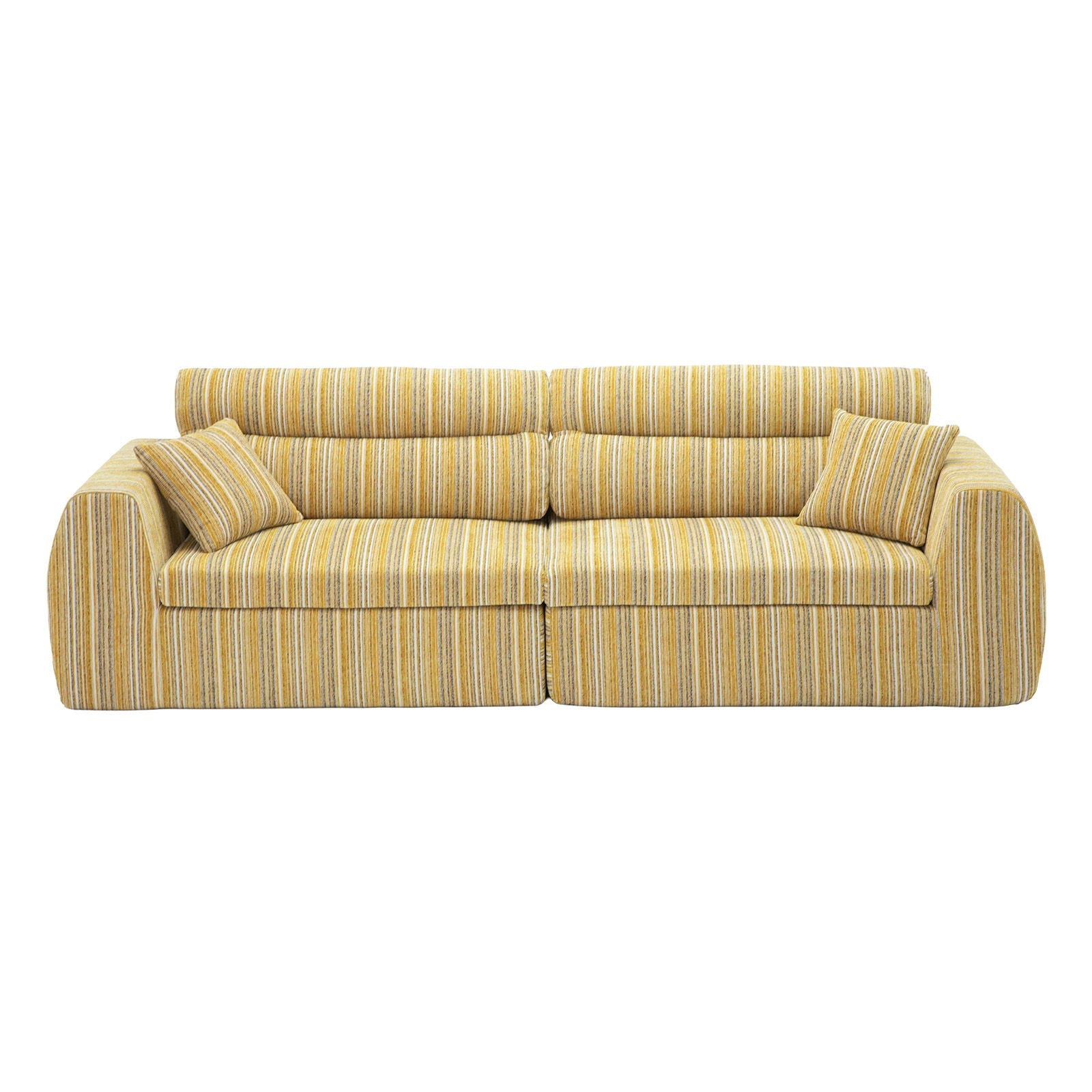 3 Seater Stationary Sofa with Throw Pillows - Multiple Colors