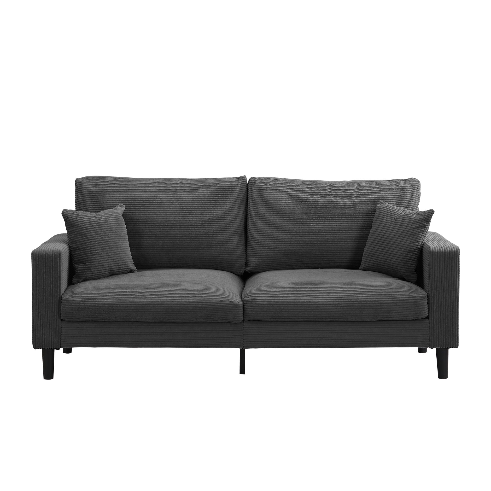 Modern Upholstered 3 Seat Sofa with High Resilience - Orange, Dark Gray, or Gray