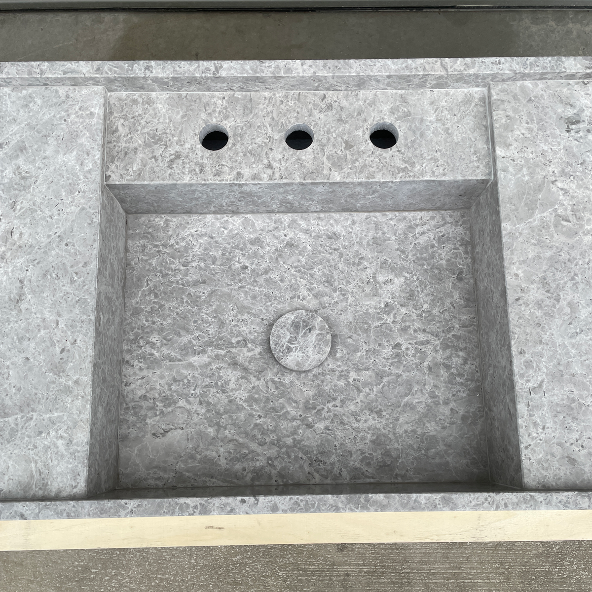 Handmade Tundra Grey Marble Double Sink: Custom Vanity Top (NS-136)