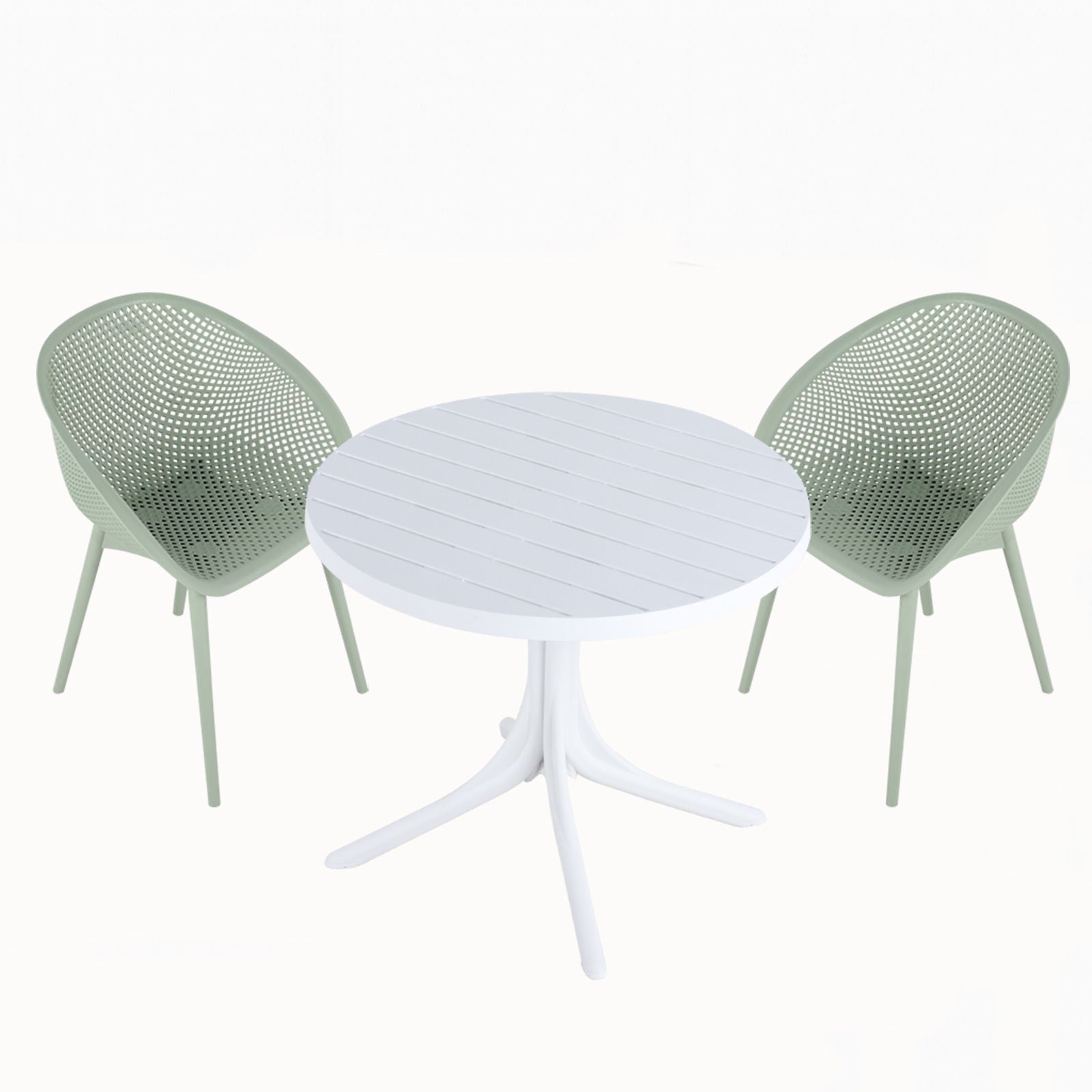 Modern Lounge Chair Set with All-Weather Polypropylene - 3 Piece Outdoor Set