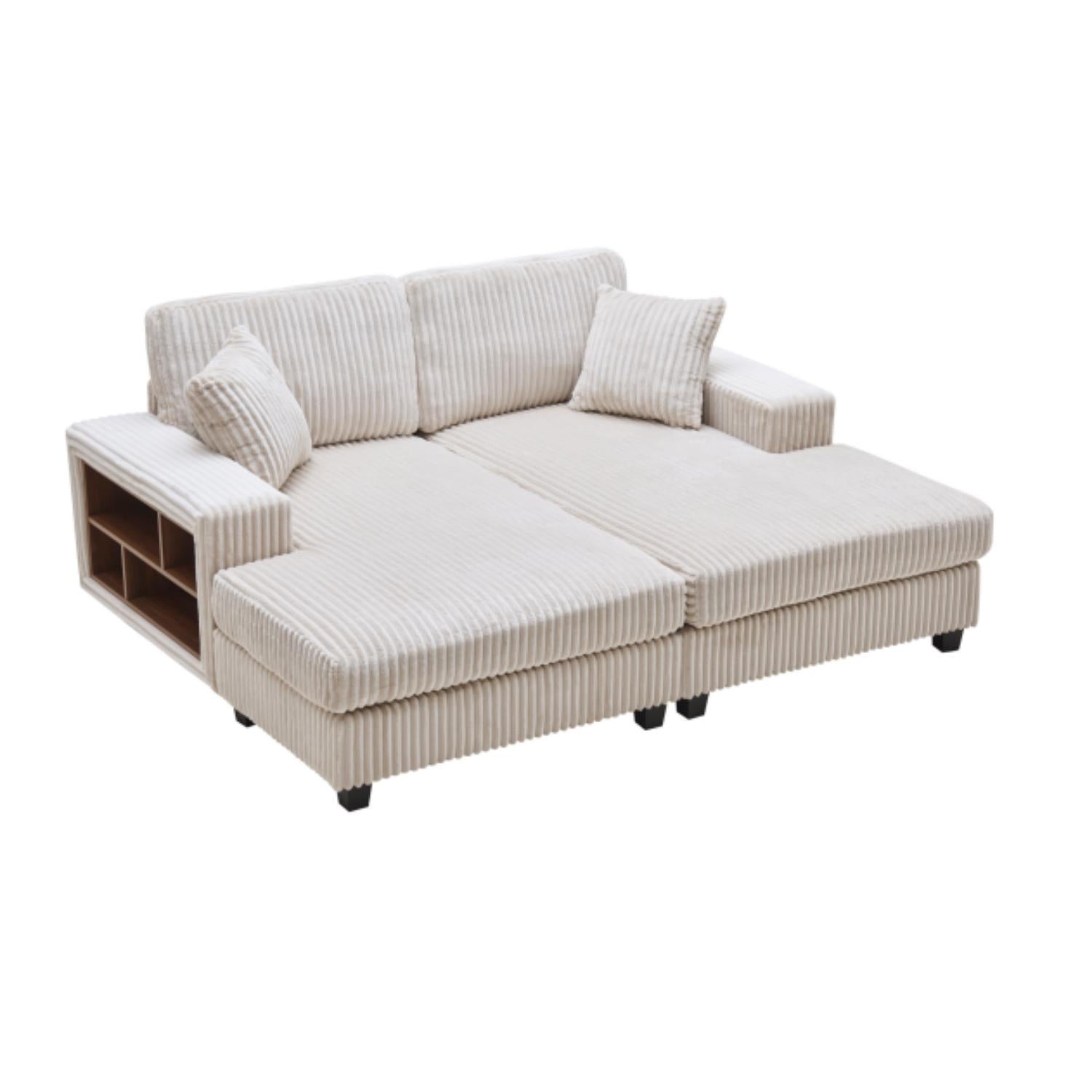 Convertible Sectional Sofa Sleeper with Oversized Lounge - Beige, Black, Dark Gray, or Dark Green