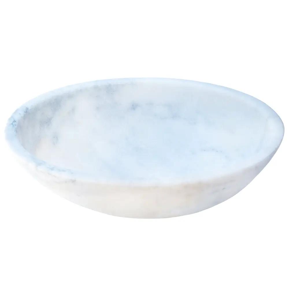 White Carrara Marble Oval Vessel Sink, Handmade